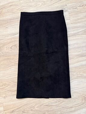 Black Suede-Look Pencil Skirt